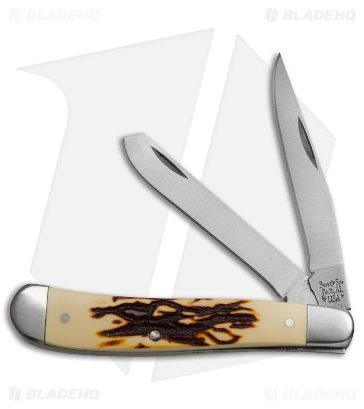 Bear & Son Slimline Trapper 3.75" Pocket Knife Stag Delrin -  SD248