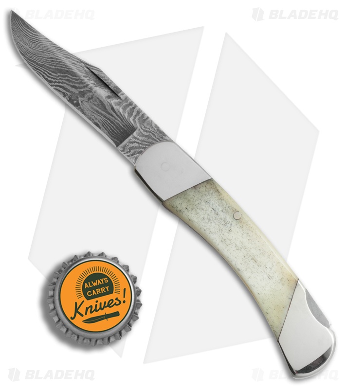 Bear & Son Lockback Knife 3.75" Smooth White Bone WSB05D