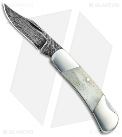 Bear & Son Cutlery Executive Lockback Knife Smooth Bone (2.25" Damascus)