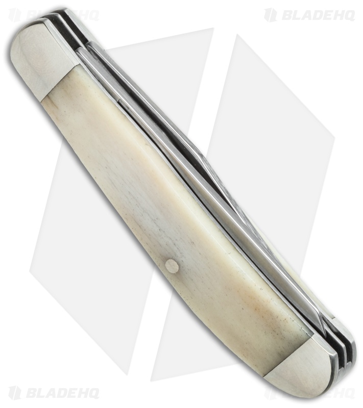 Bear & Son Cutlery 2015 Grandfather's Mini Trapper 3.5" Smooth White Bone D-2015