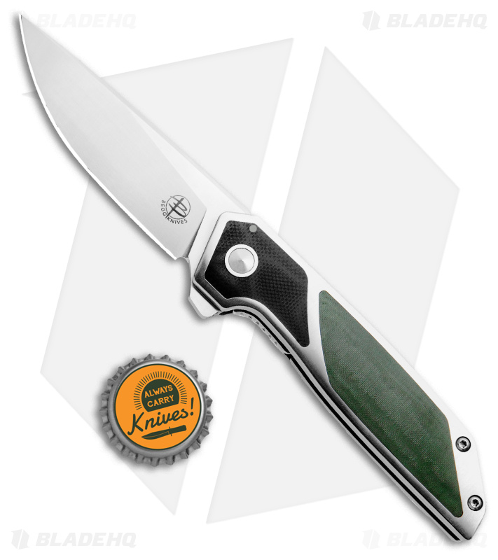 Begg Knives Diamici Knife Black/Green  G-10 (3" Satin) BG014