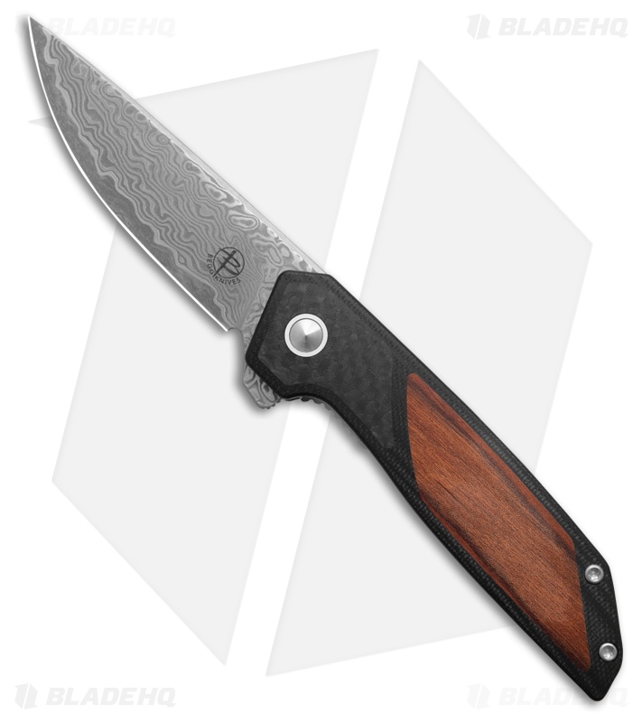 Begg Knives Diamici Liner Lock Knife SS + Black G-10/Wood (3" Damascus) BG056