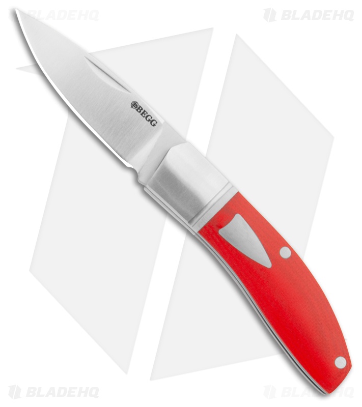 Begg Knives JVO Design Mini Drop Point Slip Joint Knife Red G-10 (2.4" Satin)