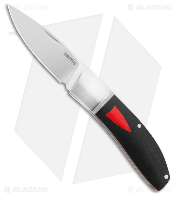 Begg Knives JVO Design Spear Point Slip Joint Knife Black/Red G-10 (3" Satin)