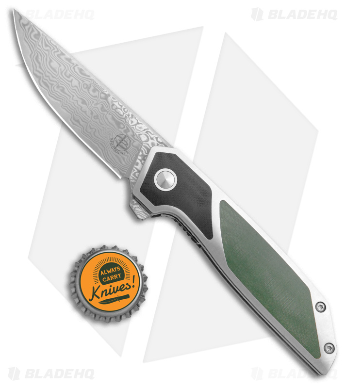 Begg Knives Diamici Knife Black/Green G-10 (3" VG-10 Damascus)
