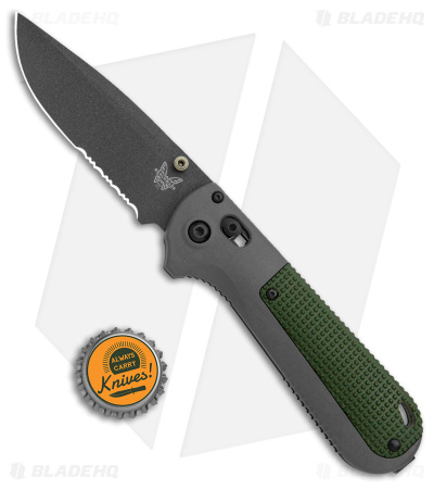 Benchmade Redoubt AXIS Lock Knife Green/Gray Grivory (3.6" Cerakote Serr) 430SBK