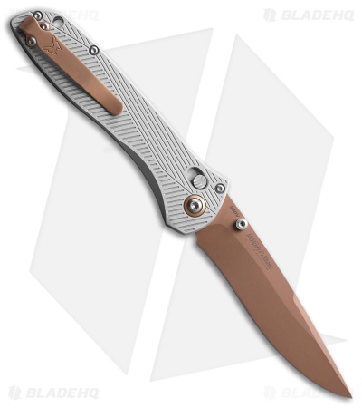 Benchmade Seven | Ten  AXIS Lock Knife Gray Aluminum (4" FDE PVD) 710FE-24