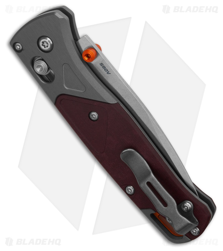 Benchmade Bugout AXIS Lock Knife Ash Gray Al/Redstone Richlite (3.2" SW)