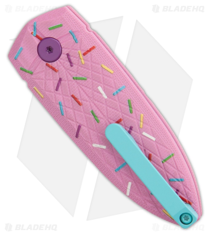 Bestech Knives Cricket/QUQU Button Lock Dessert Warrior® Pink G-10 (2.2" Blue)