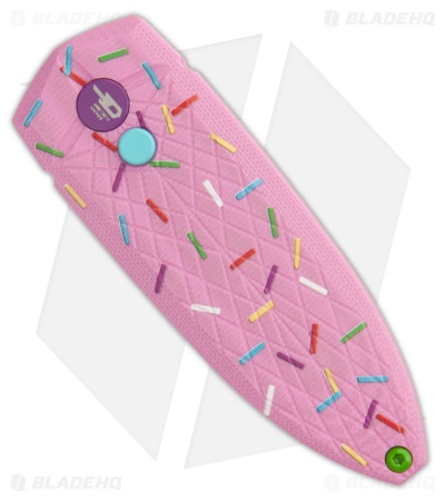 Bestech Knives Cricket/QUQU Button Lock Dessert Warrior® Pink G-10 (2.2" Blue)