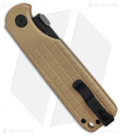 Bestech Knives GLOK Button Lock Khaki G-10 (3.5" Black Stonewash 14C28N)