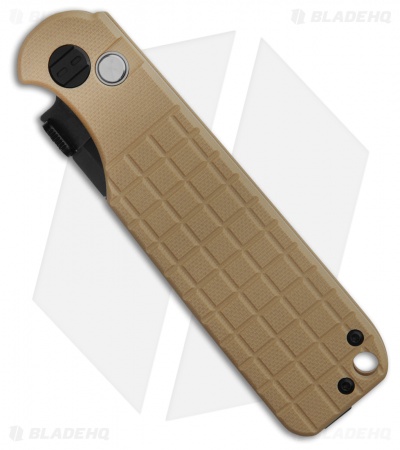 Bestech Knives GLOK Button Lock Khaki G-10 (3.5" Black Stonewash 14C28N)