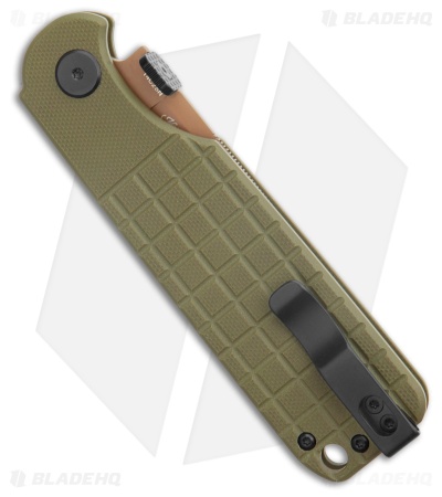 Bestech Knives GLOK Button Lock OD Green G-10 (3.5" Copper)