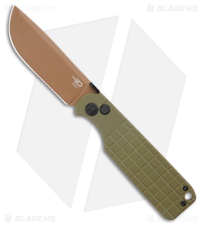 Bestech Knives GLOK Button Lock OD Green G-10 (3.5" Copper)