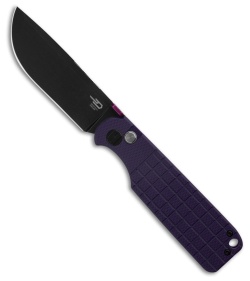 Bestech Knives GLOK Button Lock Purple G-10 (3.5" Black Stonewash 14C28N)