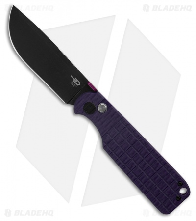 Bestech Knives GLOK Button Lock Purple G-10 (3.5" Black Stonewash 14C28N)