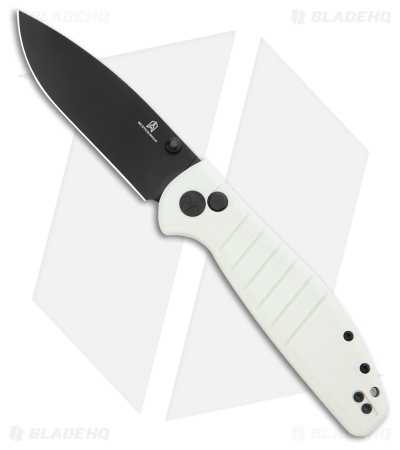 Bestechman Goodboy Drop Point Button Lock Knife White G-10 (3.5" Black DLC)
