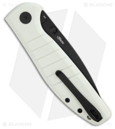 Bestechman Goodboy Drop Point Button Lock Knife White G-10 (3.5" Black DLC)