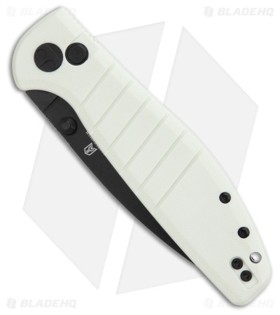 Bestechman Goodboy Drop Point Button Lock Knife White G-10 (3.5" Black DLC)