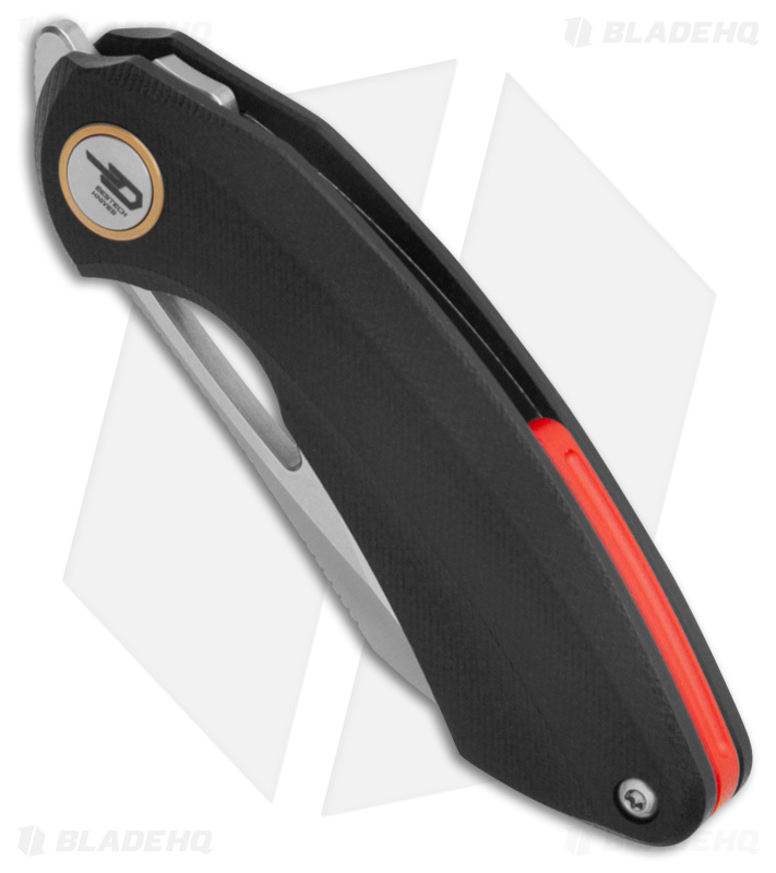 Bestech Knives Hel Bihai Liner Lock Knife Black G-10 + Red (2.1" Satin/SW)