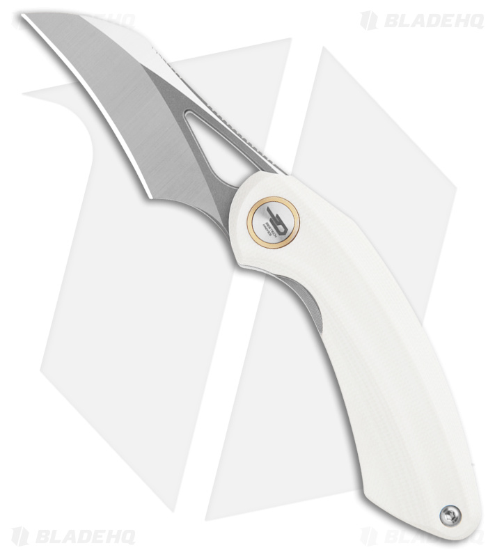 Bestech Knives Hel Bihai Liner Lock Knife White G-10 + Black (2.1" Satin/Gray)