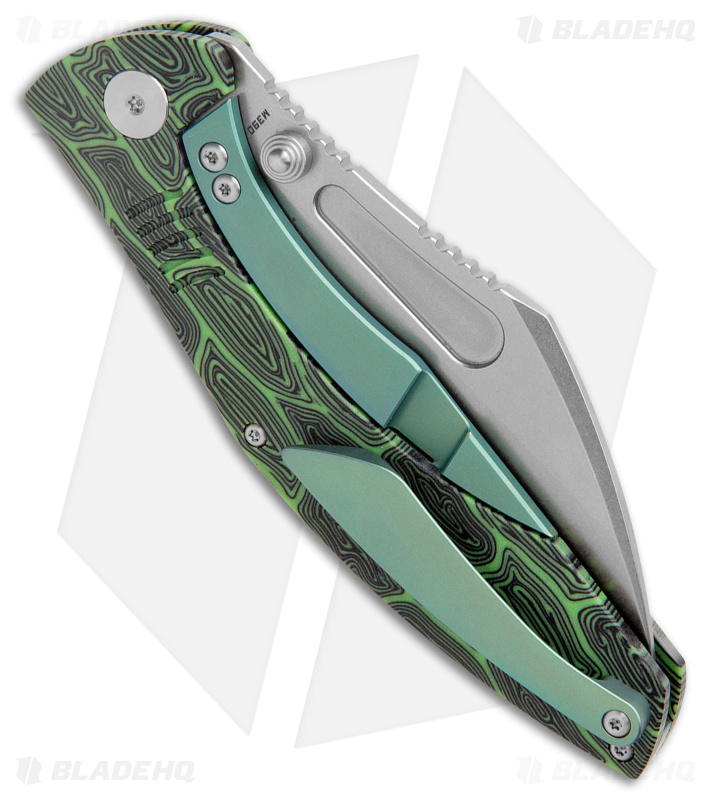 Bestech Knives Lockness Frame Lock Knife Green G-10 (3.9" SW M390) 