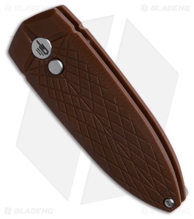 Bestech Knives Cricket/QUQU Button Lock Brown G-10 (2.2" Satin 14C28N)