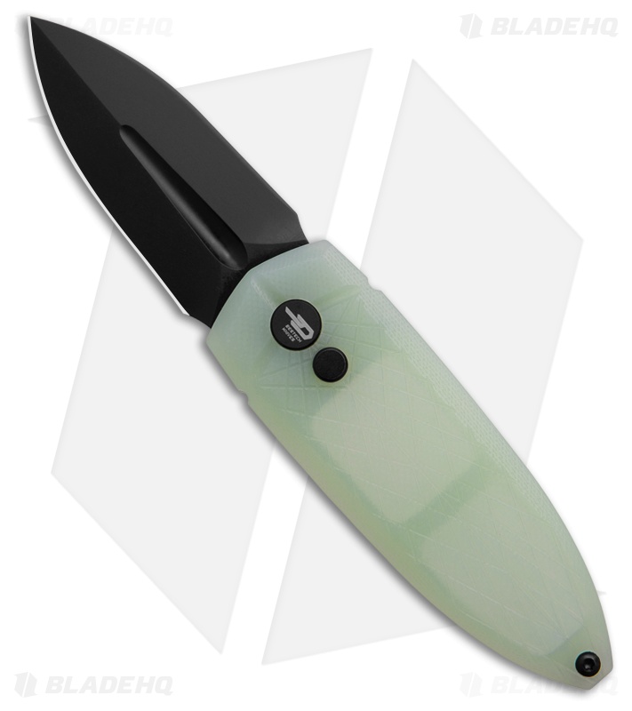 Bestech Knives Cricket/QUQU Button Lock Jade G-10 (2.2" Black 14C28N)