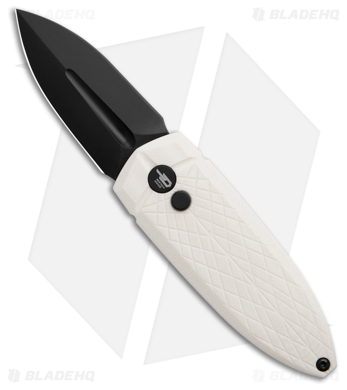Bestech Knives Cricket/QUQU Button Lock White G-10 (2.2" Black 14C28N)