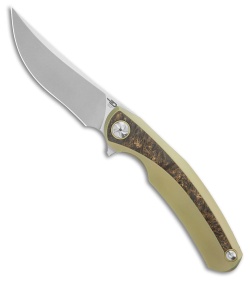 Bestech Knives SAMBAC Frame Lock Knife Gold Ti + Fat Carbon (3.6" SW/Satin)