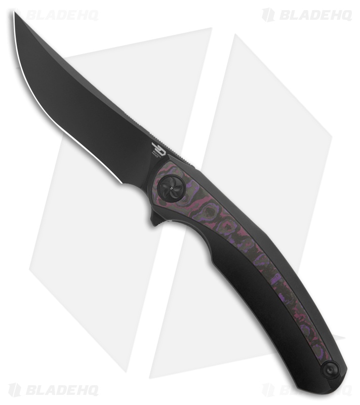 Bestech Knives SAMBAC Frame Lock Knife Purple Haze Fat Carbon (3.6" Black)