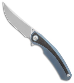 Bestech Knives SAMBAC MagnaCut Frame Lock Knife Blue Ti + CF (3.6" SW/Satin)