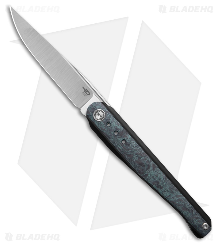Bestech Knives Spear Phisher Frame Lock Knife Blue CF/Black Ti (3.5" Satin)