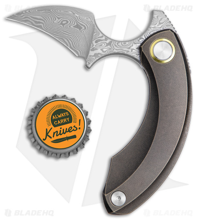 Bestech Knives STRELIT Frame Lock Knife Bronze Titanium SW (2.2" Damascus)