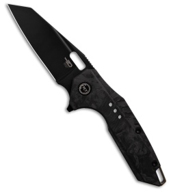 PROFESSIONALCREWSWEATSET UPBLACK × BLACK Bestech Knives Nyxie 3 Frame Lock Knife Black CF/Titanium