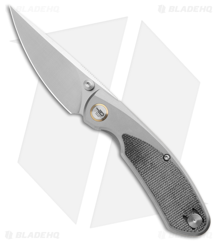 Bestech Knives Lito Frame Lock Knife Ti/Black Canvas Micarta Inlay (3.6" Satin)
