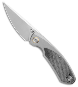 Bestech Knives Lito Frame Lock Knife Ti/Black Canvas Micarta Inlay (3.6" Satin)