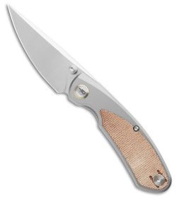 Bestech Knives Lito Frame Lock Knife Ti/Natural Micarta Inlay (3.6" Satin)