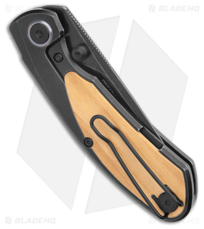 Bestech Knives Lito Frame Lock Knife Ti/Olive Wood Inlay (3.6" Black)
