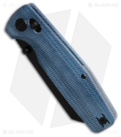 Bestech Knives Large Slasher Cross Bar Lock  Blue Micarta (3.5" Black D2)
