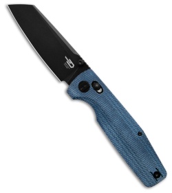 Bestech Knives Large Slasher Cross Bar Lock  Blue Micarta (3.5" Black D2)