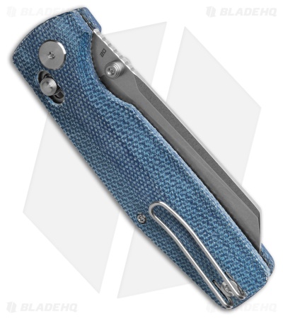 Bestech Knives Large Slasher Cross Bar Lock  Blue Micarta (3.5" Stonewash D2)