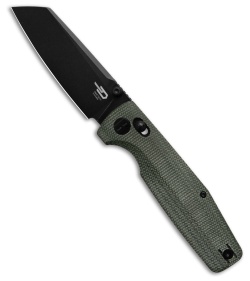 Bestech Knives Large Slasher Cross Bar Lock  Green Micarta (3.5" Black D2)