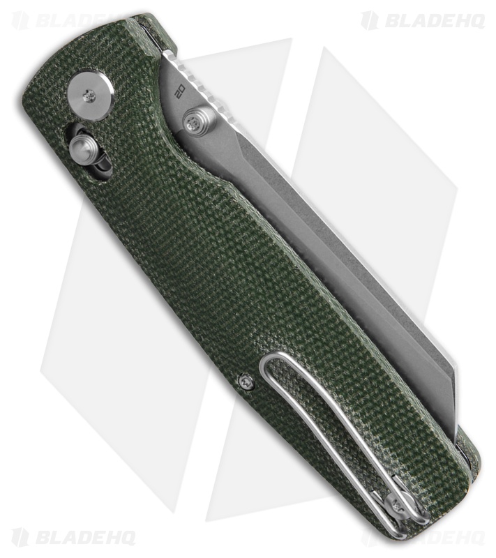 Bestech Knives Large Slasher Cross Bar Lock  Green Micarta (3.5" Stonewash D2)