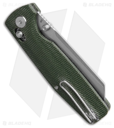 Bestech Knives Large Slasher Cross Bar Lock  Green Micarta (3.5" Stonewash D2)