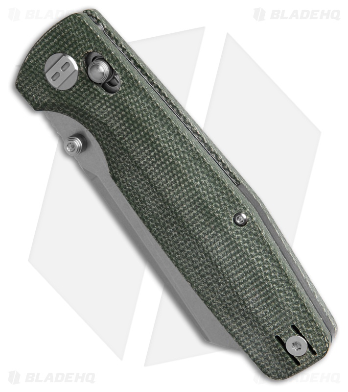 Bestech Knives Large Slasher Cross Bar Lock  Green Micarta (3.5" Stonewash D2)