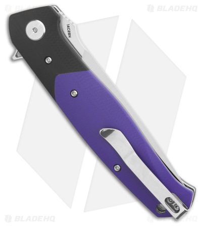 Bestech Knives Swordfish Button Lock Knife Purple/Black G-10 (3.875" Satin)