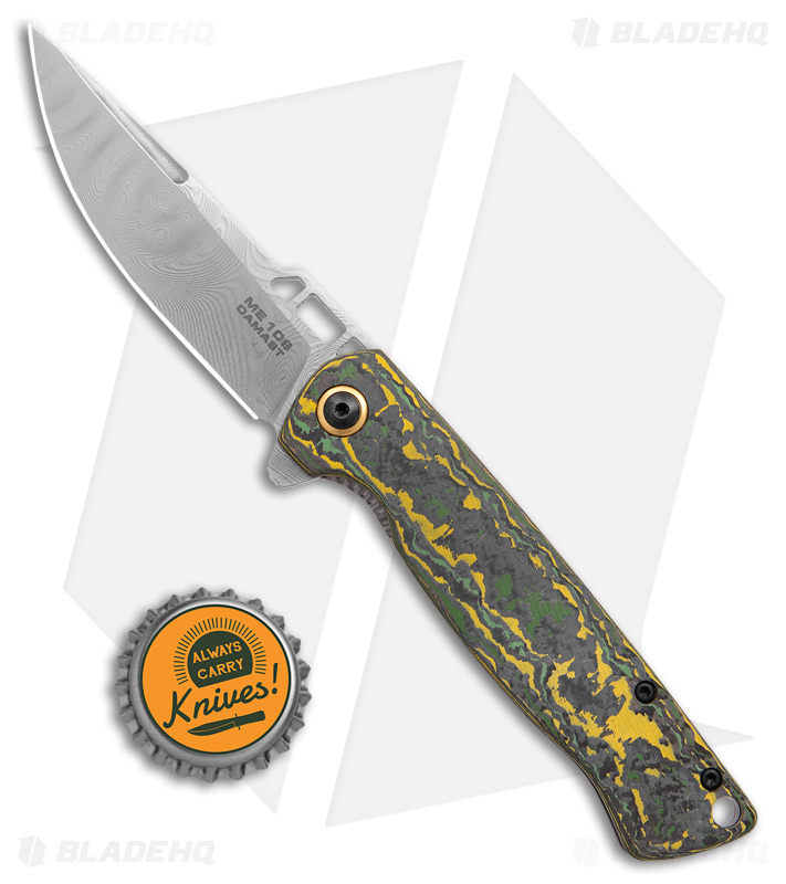 Boker ME 109 Damast Flipper Knife Toxic Storm CF (3.4" Messerschmitt Damascus)
