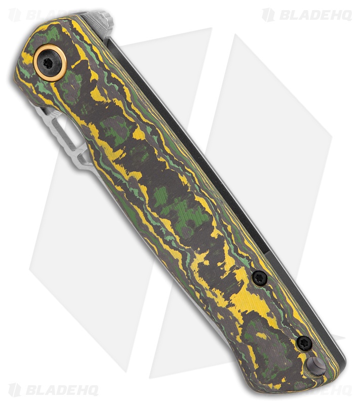 Boker ME 109 Damast Flipper Knife Toxic Storm CF (3.4" Messerschmitt Damascus)