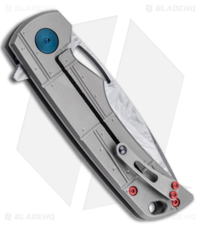 Boker P51 Mustang Damast Flipper Knife Titanium (3.3" Damascus)